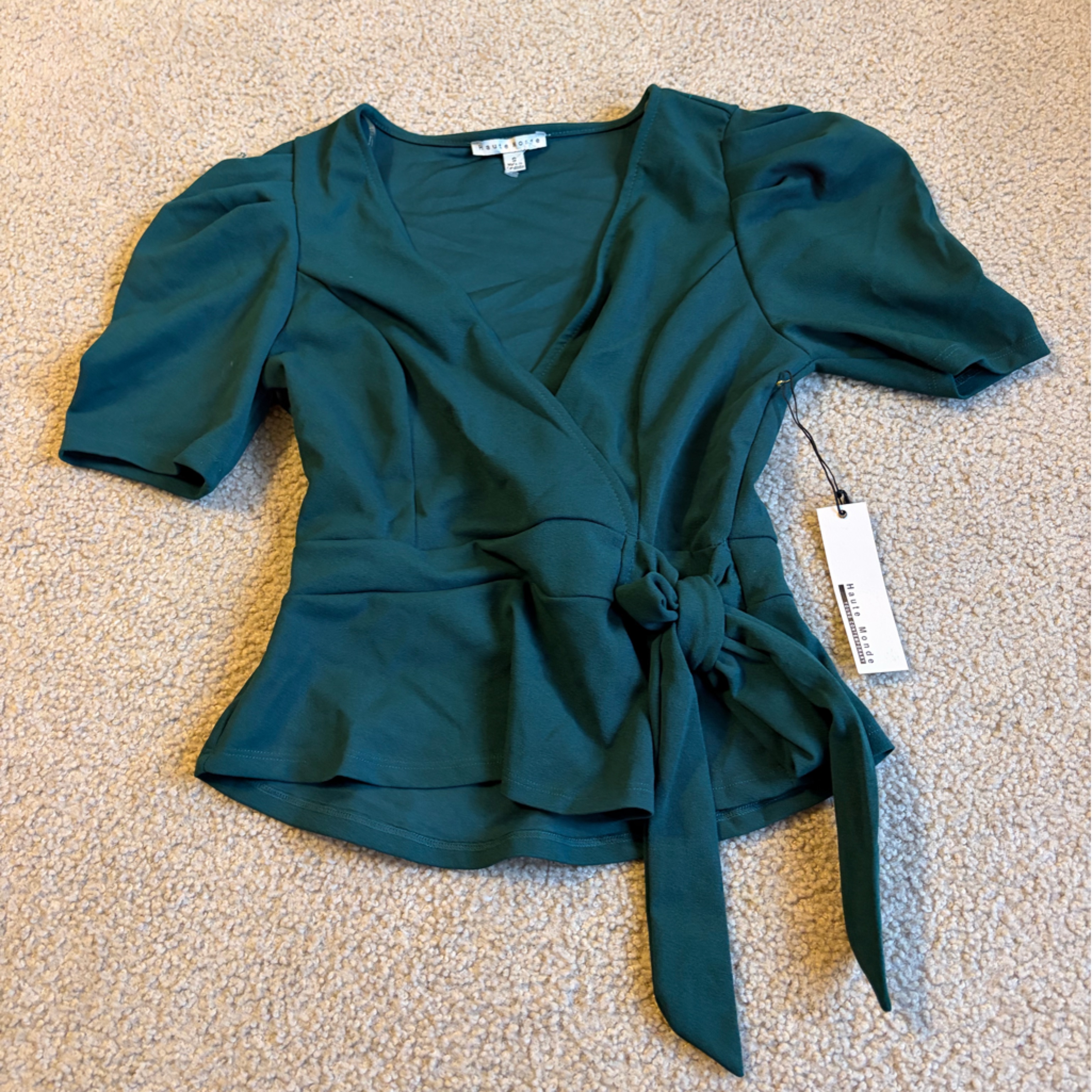 Haute Monde Teal Faux Wrap Top